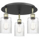 Hadley 3 Light 16.25 inch Black Antique Brass Flush Mount Ceiling Light in Clear