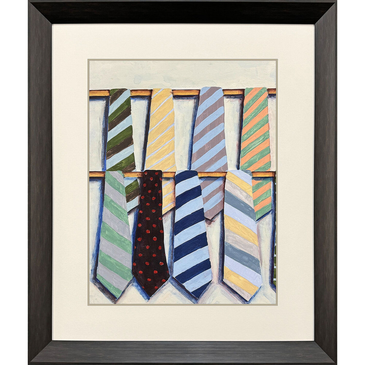 Hanging Ties Multi and Blue and Green and Yellow Framed Art