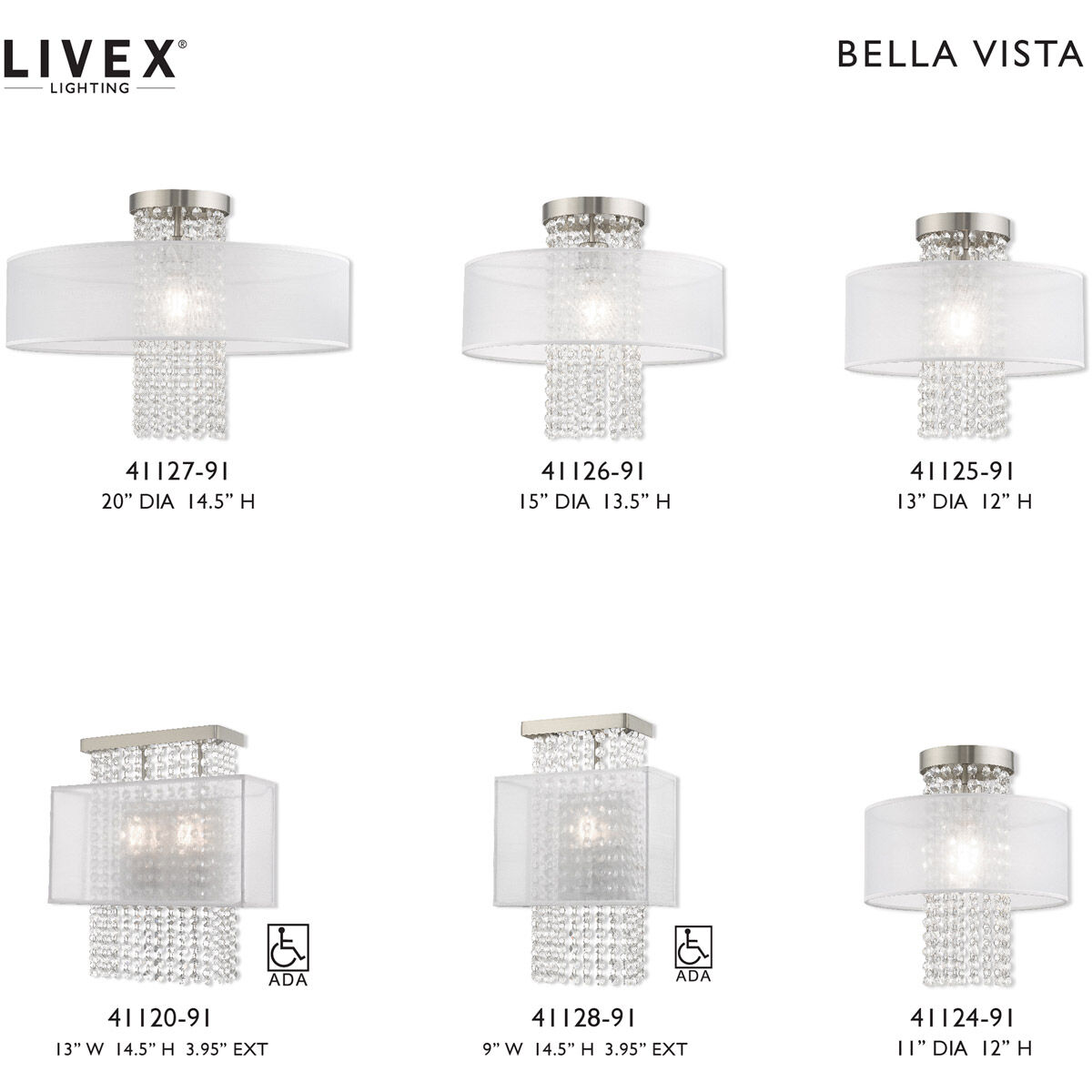 Bella Vista 4 Light 24 inch Brushed Nickel Pendant Chandelier Ceiling Light
