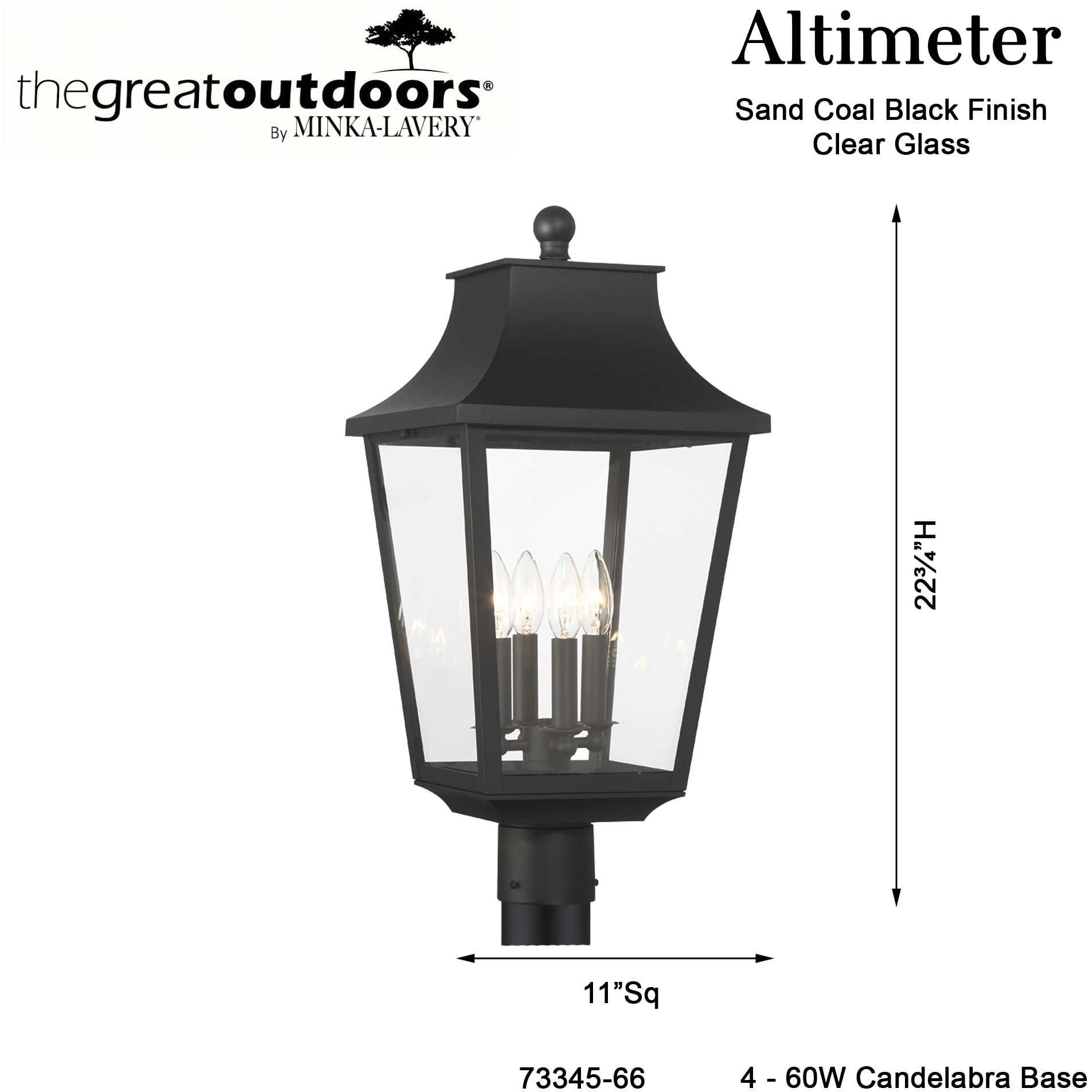 Altimeter 4 Light 23.5 inch Sand Coal Outdoor Post Lantern, Great Outdoors
