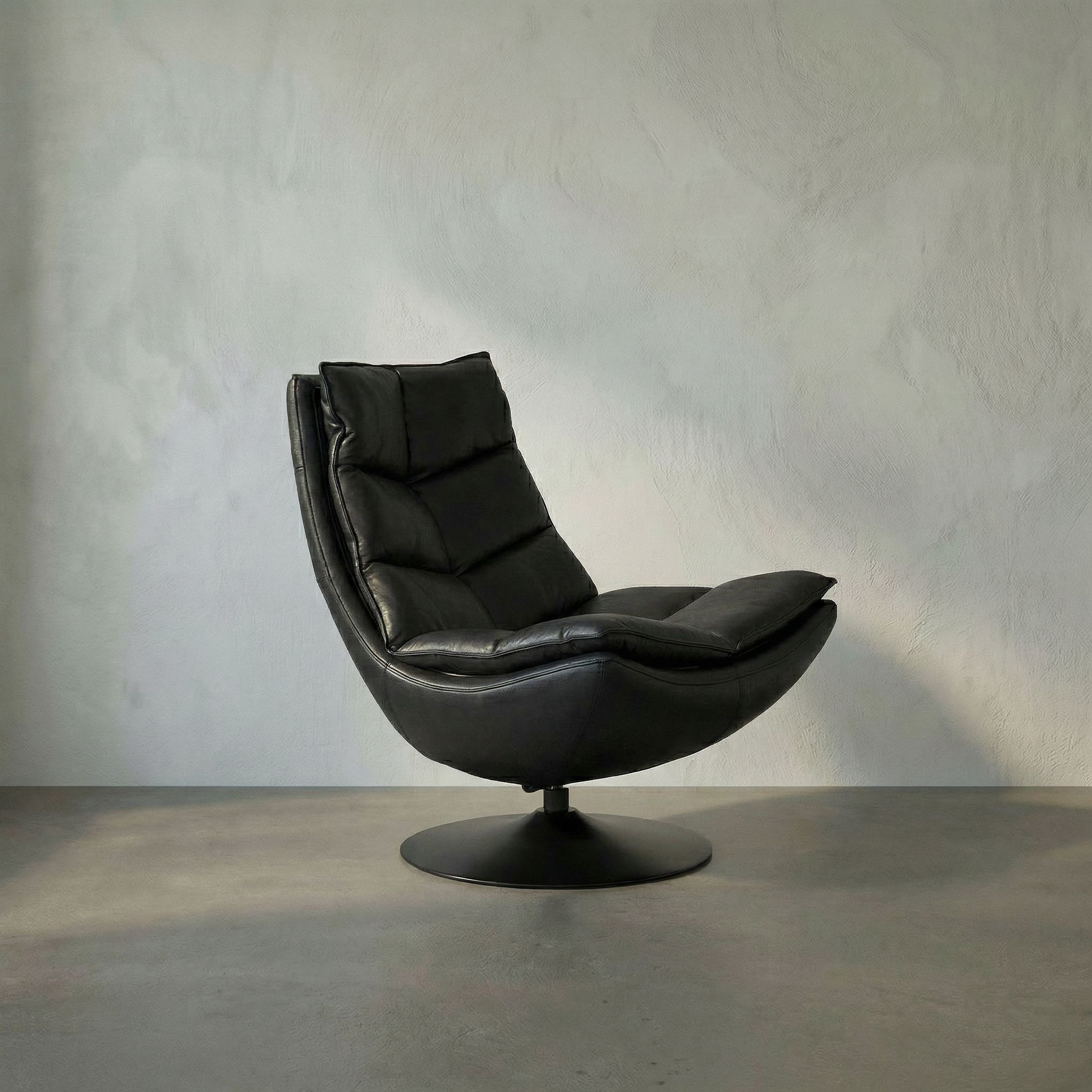 Dante Santosa Matte Black and Black Powder Coat Swivel Chair