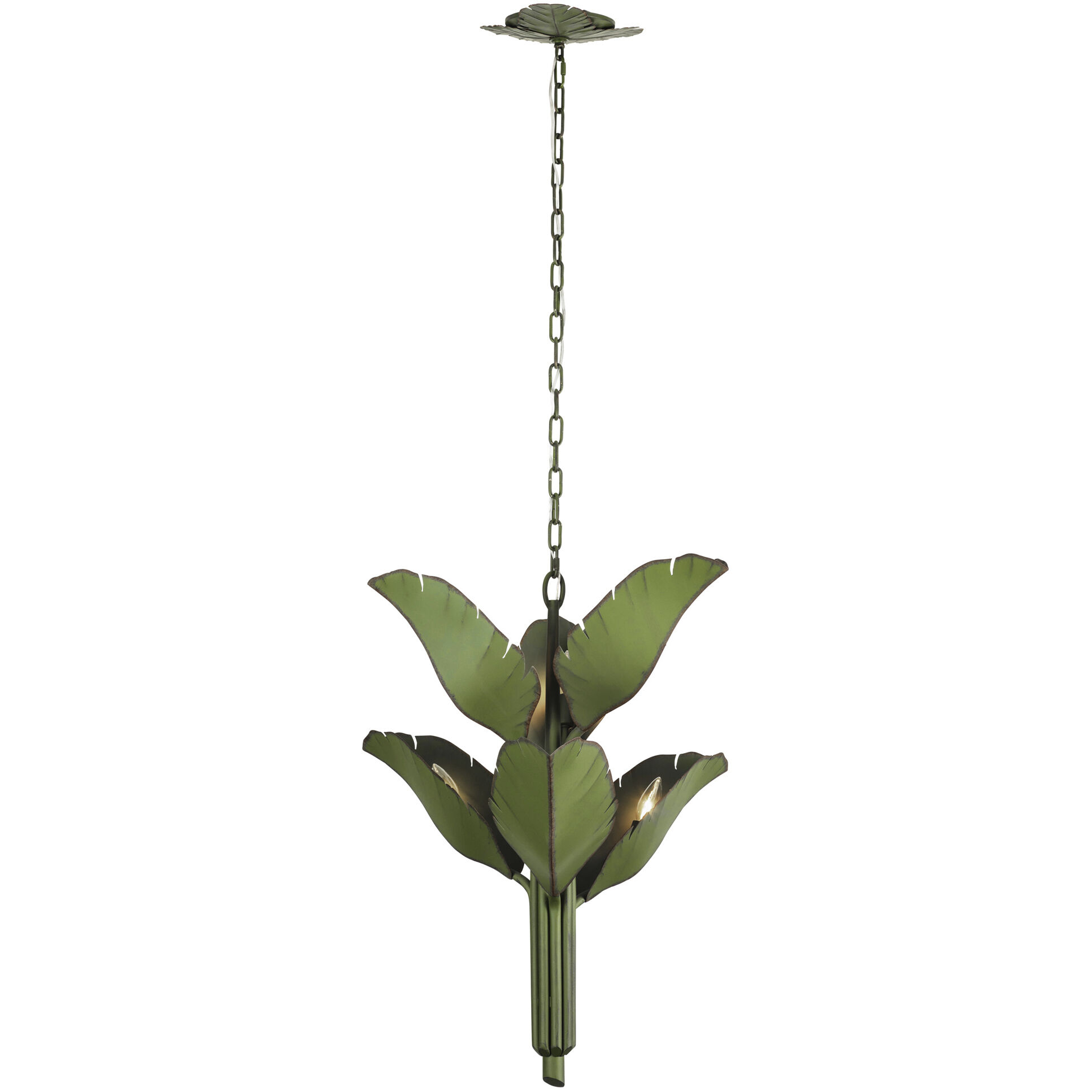 Banana Leaf 6 Light 25 inch Natural Green Chandelier Ceiling Light