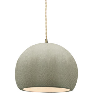 Radiance LED 7 inch Antique Brass and Celadon Green Crackle Pendant Ceiling Light