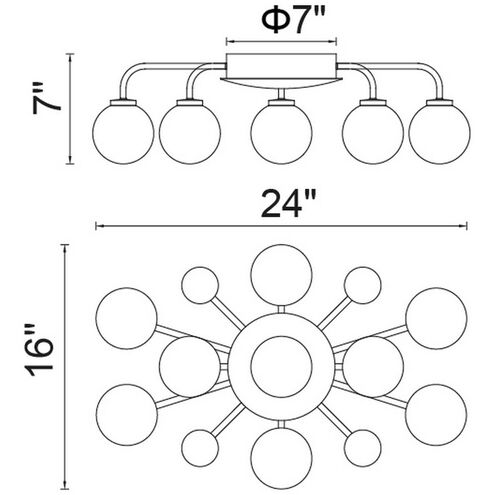 Element LED 16 inch Polished Nickel Flush Mount Ceiling Light