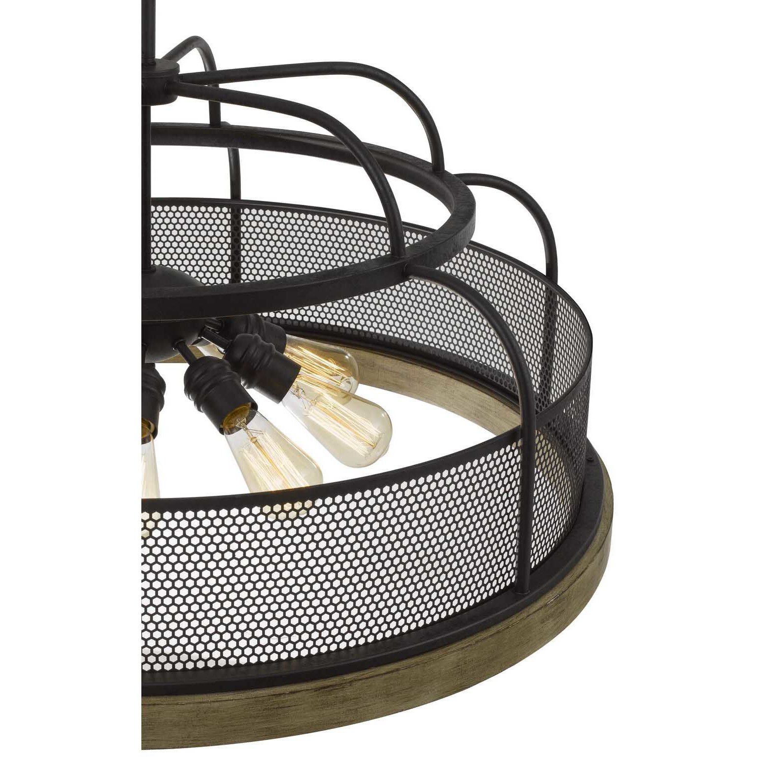 Akaki 9 Light 25 inch Iron and Light Oak Chandelier Ceiling Light, Dome