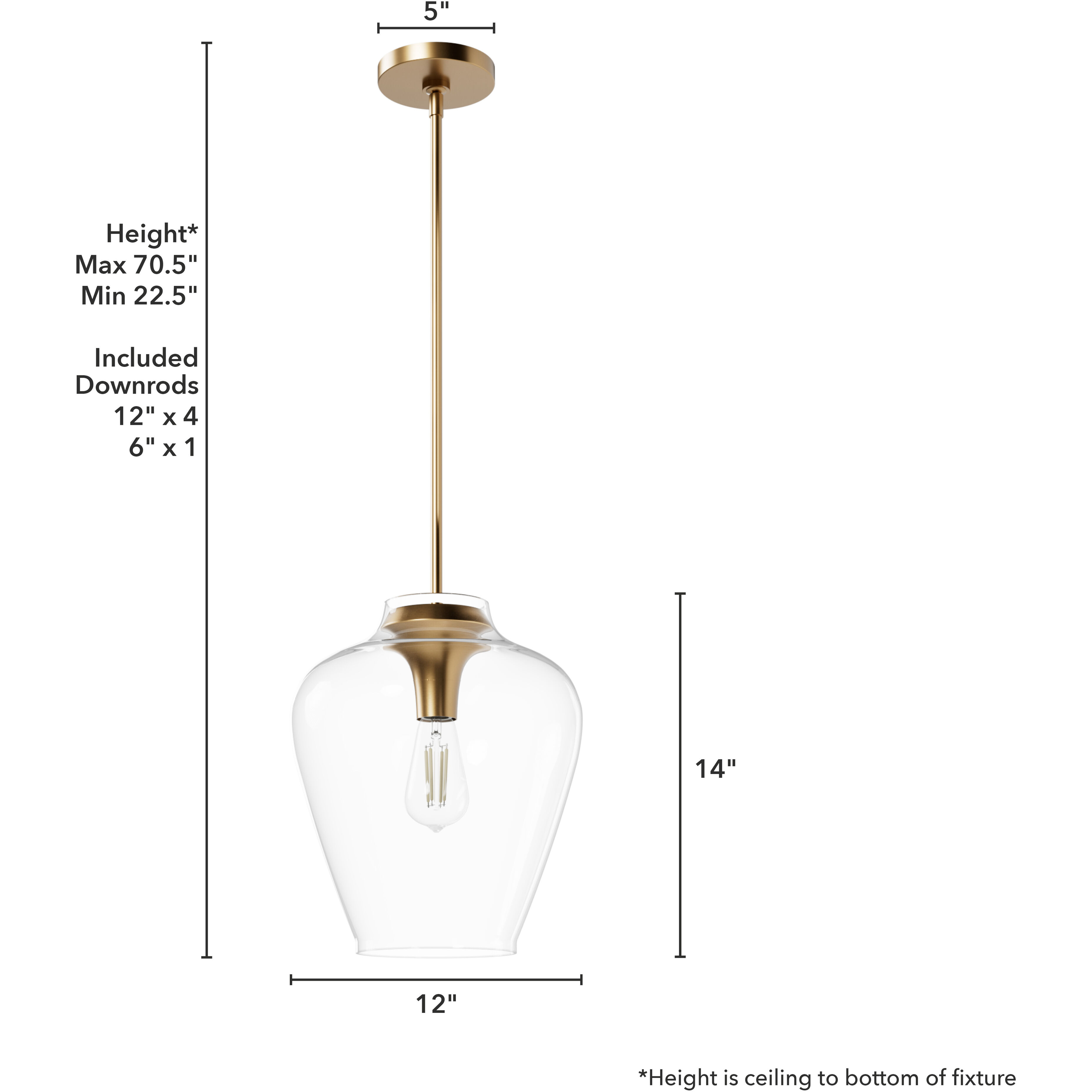 Vidria 1 Light 12 inch Alturas Gold Pendant Ceiling Light