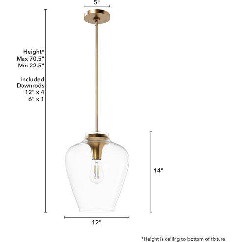 Vidria 1 Light 12 inch Alturas Gold Pendant Ceiling Light