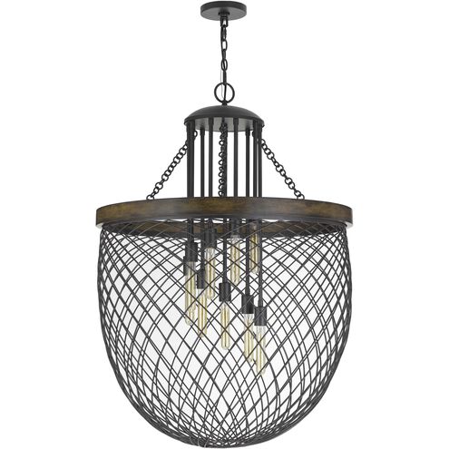 Marion 9 Light 32 inch Bronze with Wood Chandelier Ceiling Light