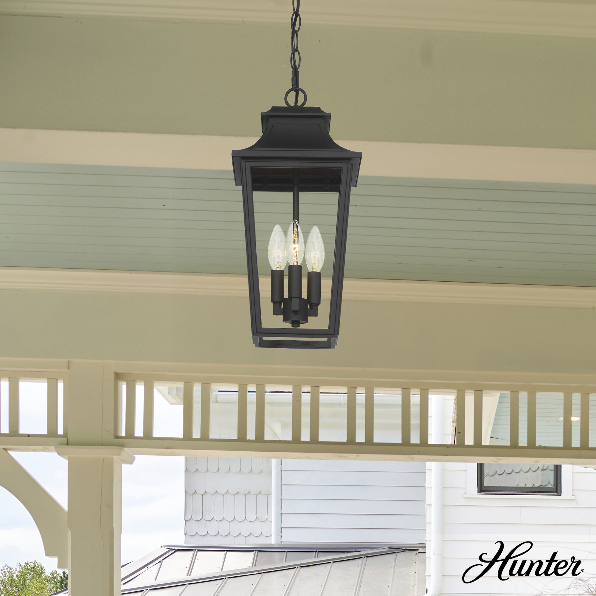 Spring Cove 3 Light 8 inch Matte Black Outdoor Pendant, Large