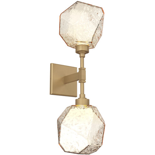 Gem LED 6.5 inch Gilded Brass Indoor Sconce Wall Light in Amber, 2700K LED, Double