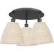 Ballston Bristol Natural 3 Light 20.75 inch Matte Black Flush Mount Ceiling Light