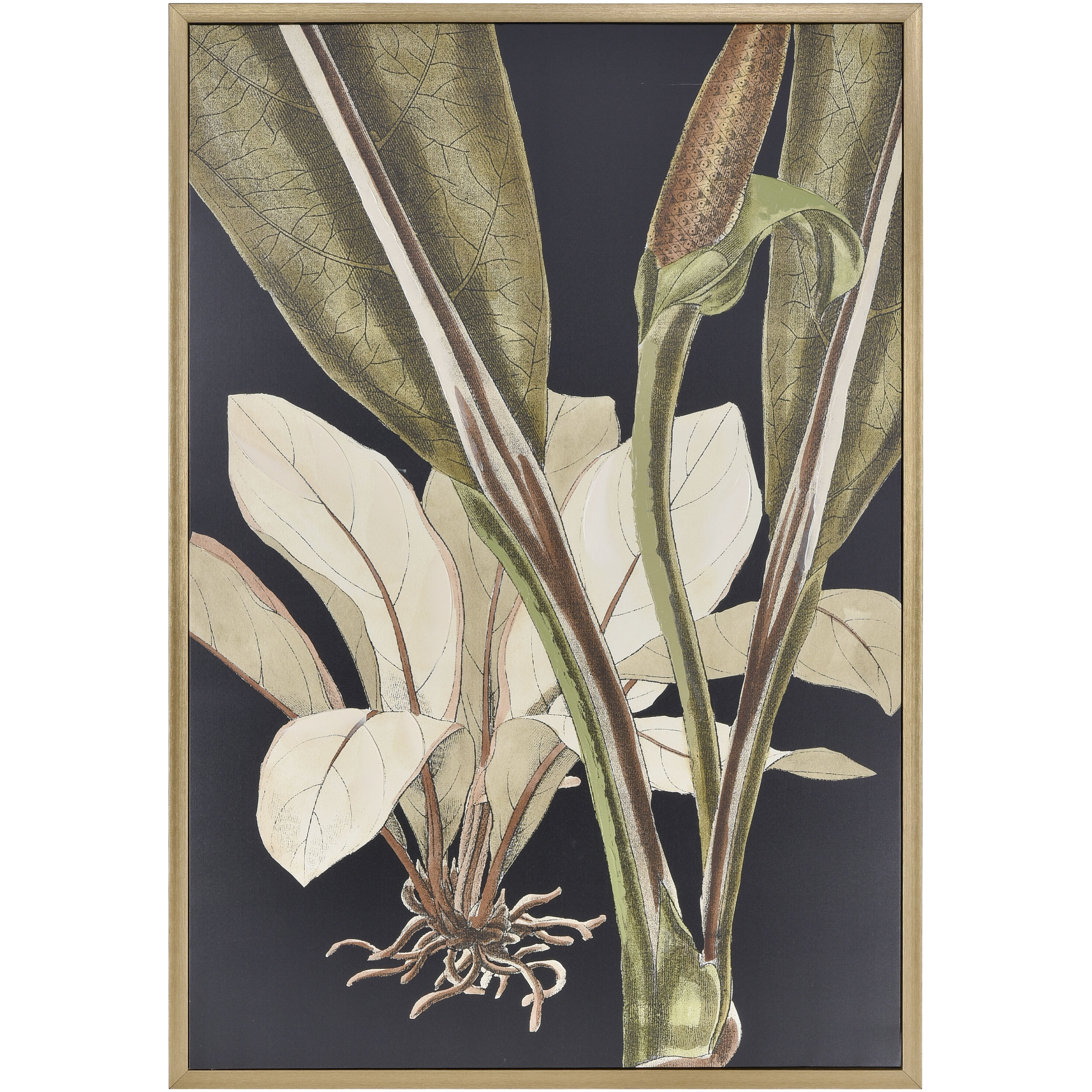 Lush II Green with Black and Wood Tone Framed Wall Art