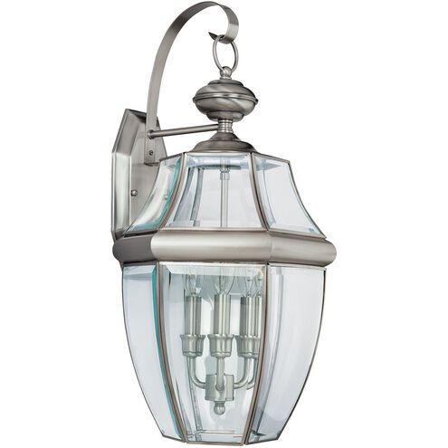 Lancaster 3 Light 23 inch Antique Brushed Nickel Outdoor Wall Lantern