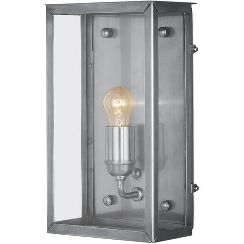 Royster 1 Light 13.75 inch Antique Silver/Clear Outdoor Wall Sconce