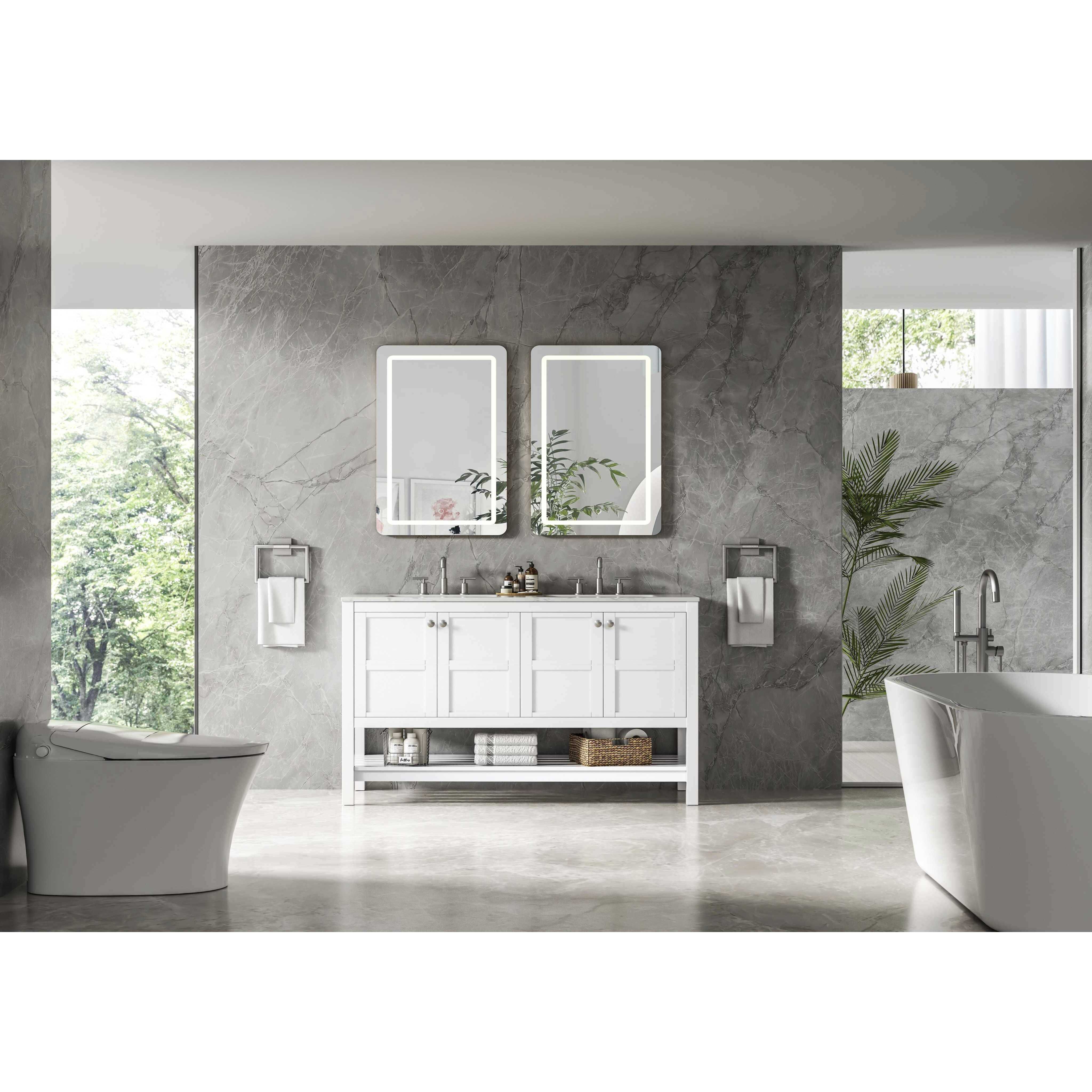Theo 54 X 34 inch White Bathroom Vanity Cabinet