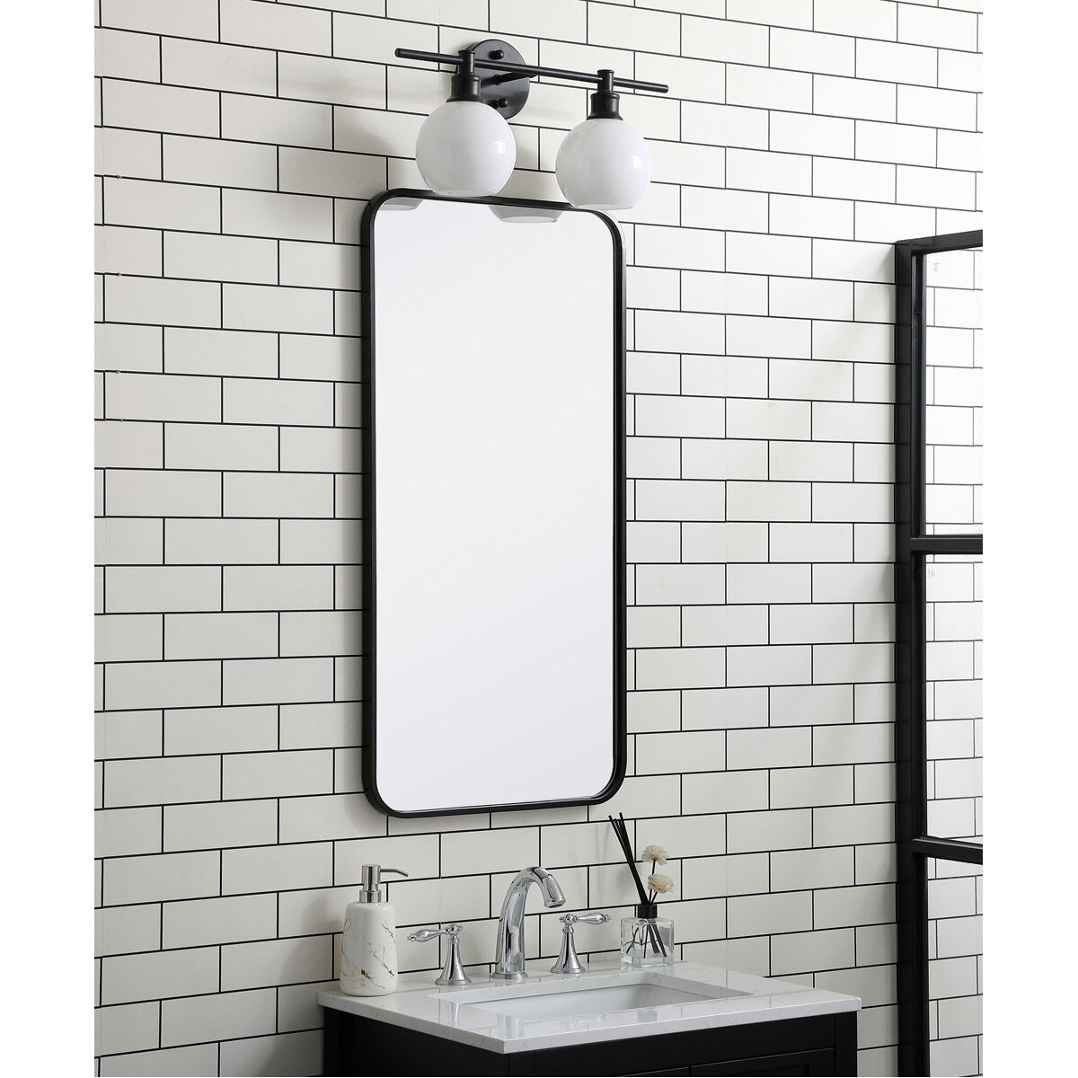 Elegant Lighting MR801836BK Evermore 36 X 18 inch Black Mirror