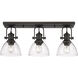 Yep Hines 3 Light 23.13 inch Rubbed Bronze Semi-Flush Mount Ceiling Light in Seeded Glass, Damp
