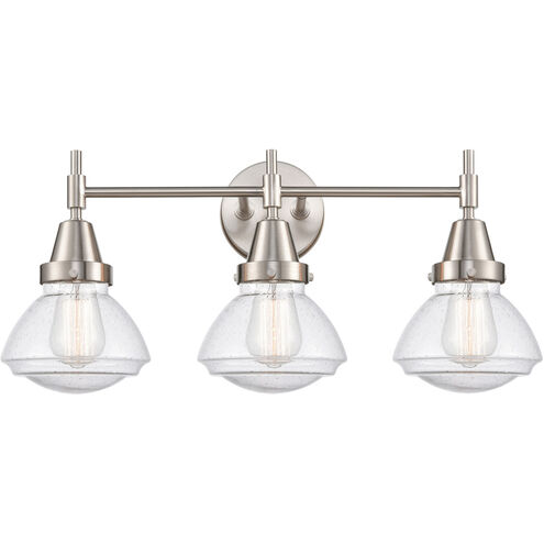 Caden LED 25 inch Satin Nickel Bath Vanity Light Wall Light in Seedy Glass