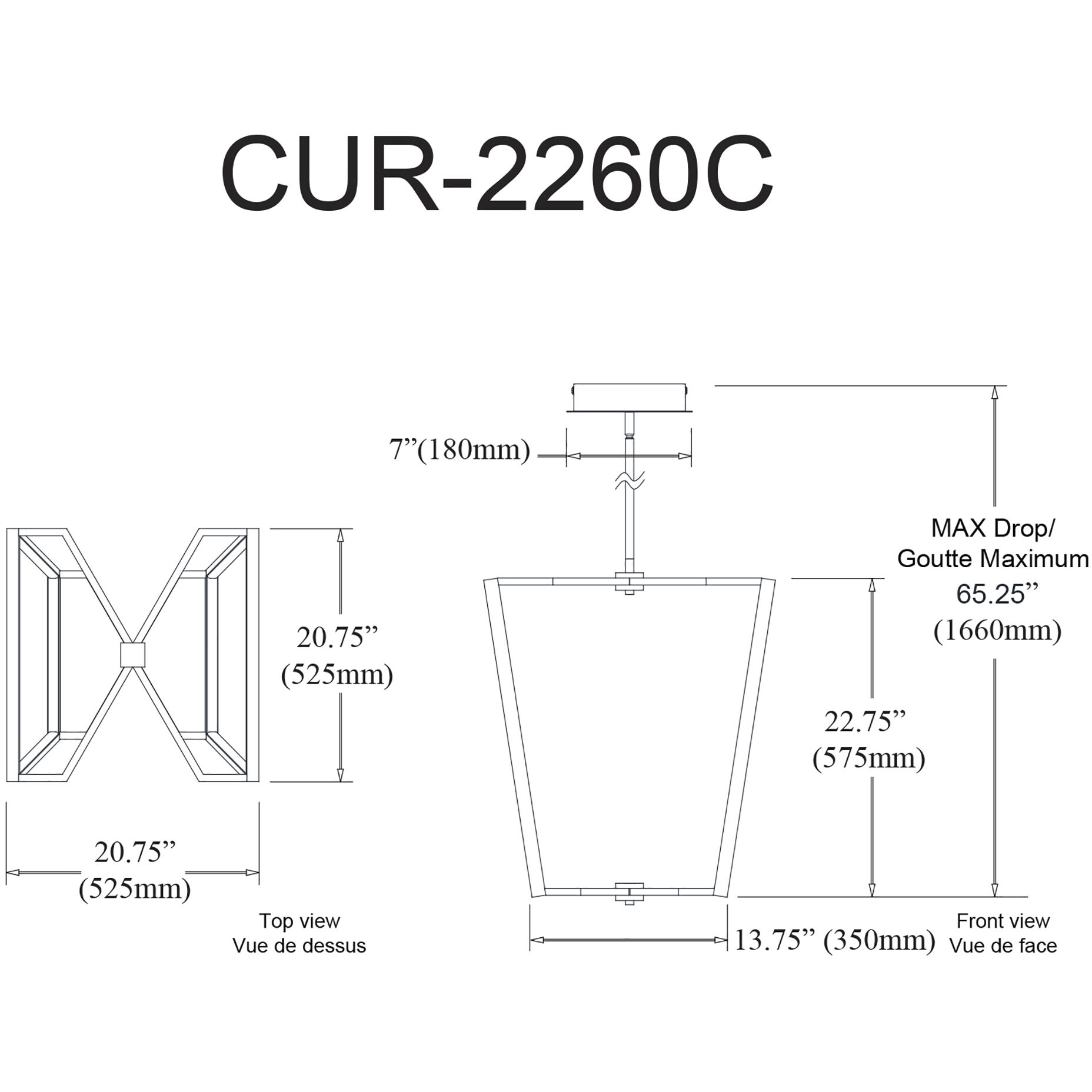 Curant LED 20.75 inch Matte Black Chandelier Ceiling Light
