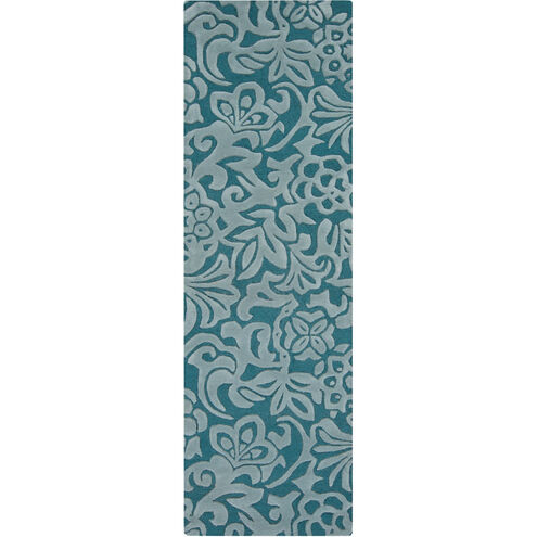 Modern Classics 96 X 30 inch Teal Rug