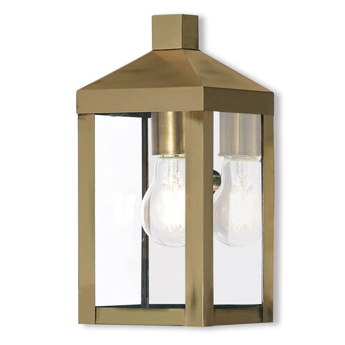 Nyack 1 Light 11 inch Antique Brass Outdoor Wall Lantern