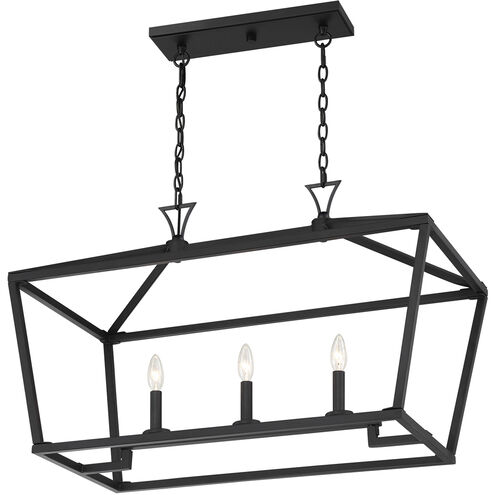 Townsend 3 Light 32 inch Matte Black Linear Chandelier Ceiling Light, Essentials