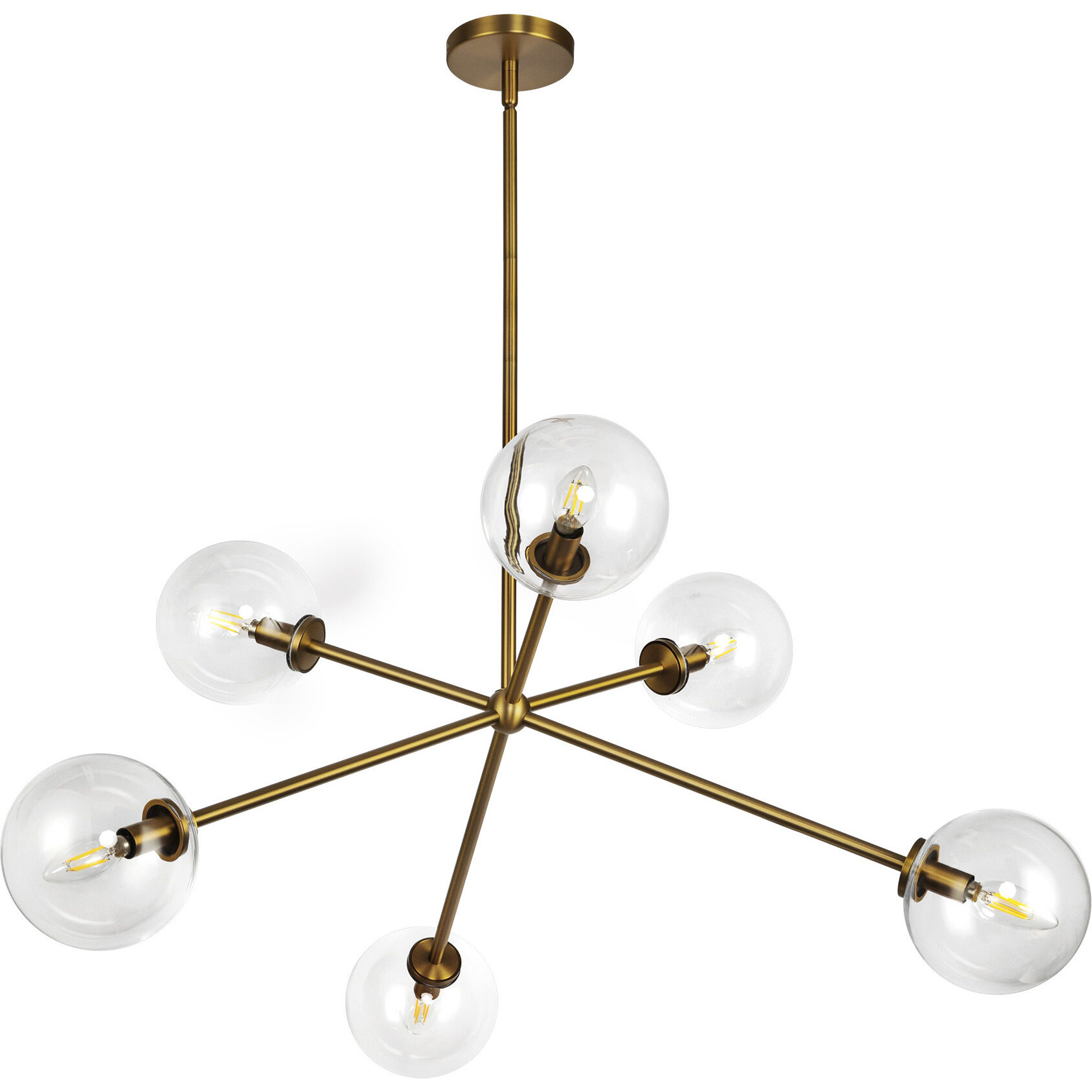 Alora Mood Cassia 6 Light 39.5 inch Aged Gold/Clear Glass Chandelier Ceiling Light