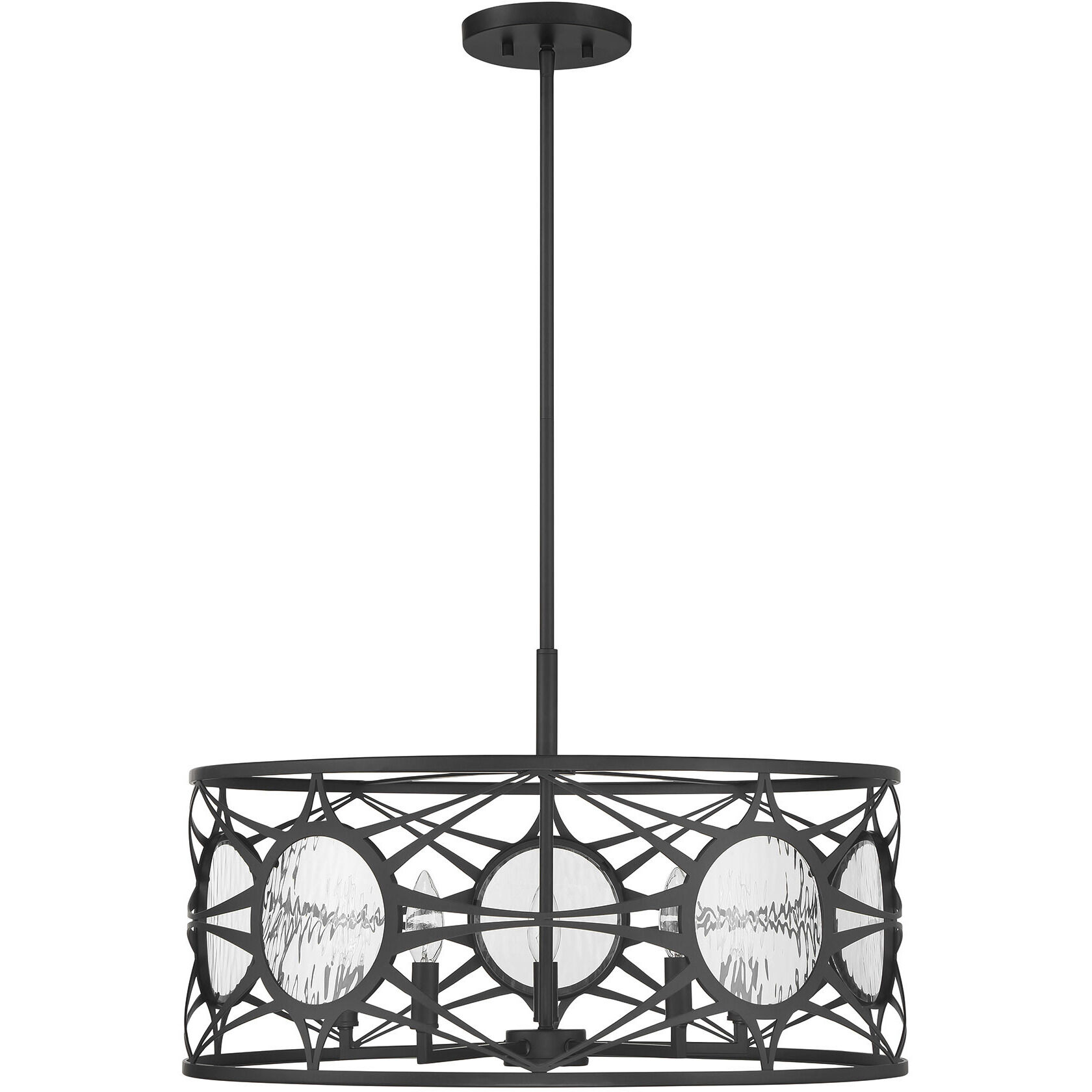 Balfour 5 Light 24 inch Matte Black Convertible Semi-Flush or Pendant Ceiling Light