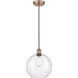 Edison Athens LED 10 inch Antique Copper Mini Pendant Ceiling Light in Seedy Glass