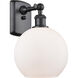 Ballston Athens 1 Light 8 inch Matte Black Sconce Wall Light in Matte White Glass, Ballston