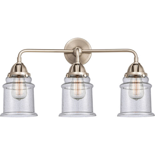 Nouveau 2 Canton LED 24 inch Black Polished Nickel Bath Vanity Light Wall Light in Seedy Glass