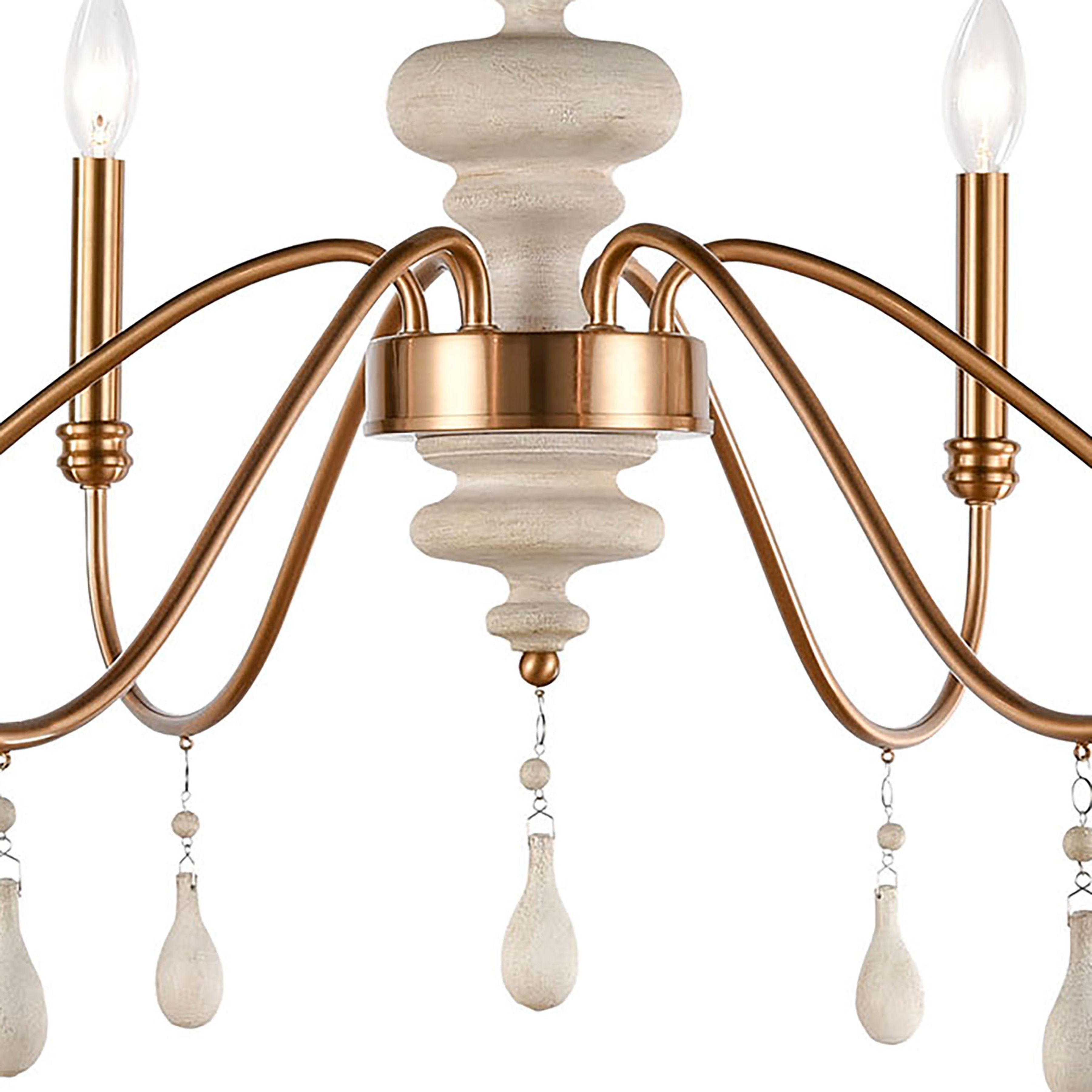 French Connection 6 Light 38 inch Satin Brass Chandelier Ceiling Light