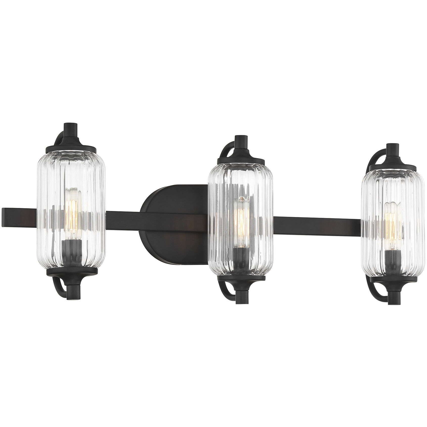 Holton 3 Light 24 inch Matte Black Bathroom Vanity Light Wall Light