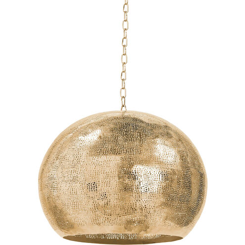 Pierced 5 Light 18 inch Natural Brass Pendant Ceiling Light, Sphere