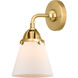 Nouveau 2 Small Cone 1 Light 6 inch Satin Gold Sconce Wall Light in Matte White Glass