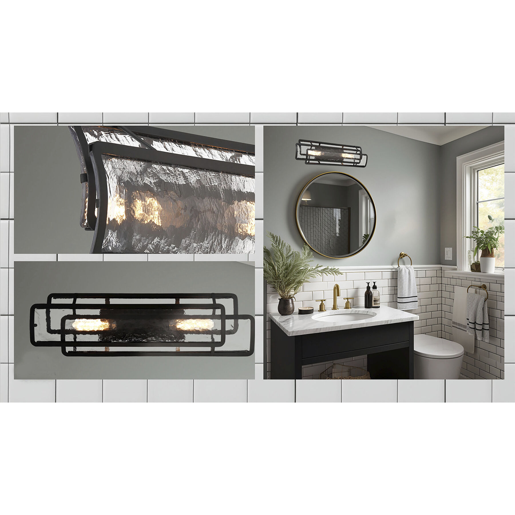 Bella Collina 2 Light 24 inch Coal Bath Vanity Wall Light