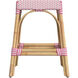 Robias Rectangular Rattan 24.5" Counter Stool in White and Pink Dot