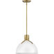 Argo LED 14 inch Polished White with Lacquered Brass Indoor Pendant Ceiling Light