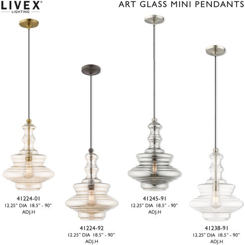 Art Glass 1 Light 12 inch Brushed Nickel Mini Pendant Ceiling Light