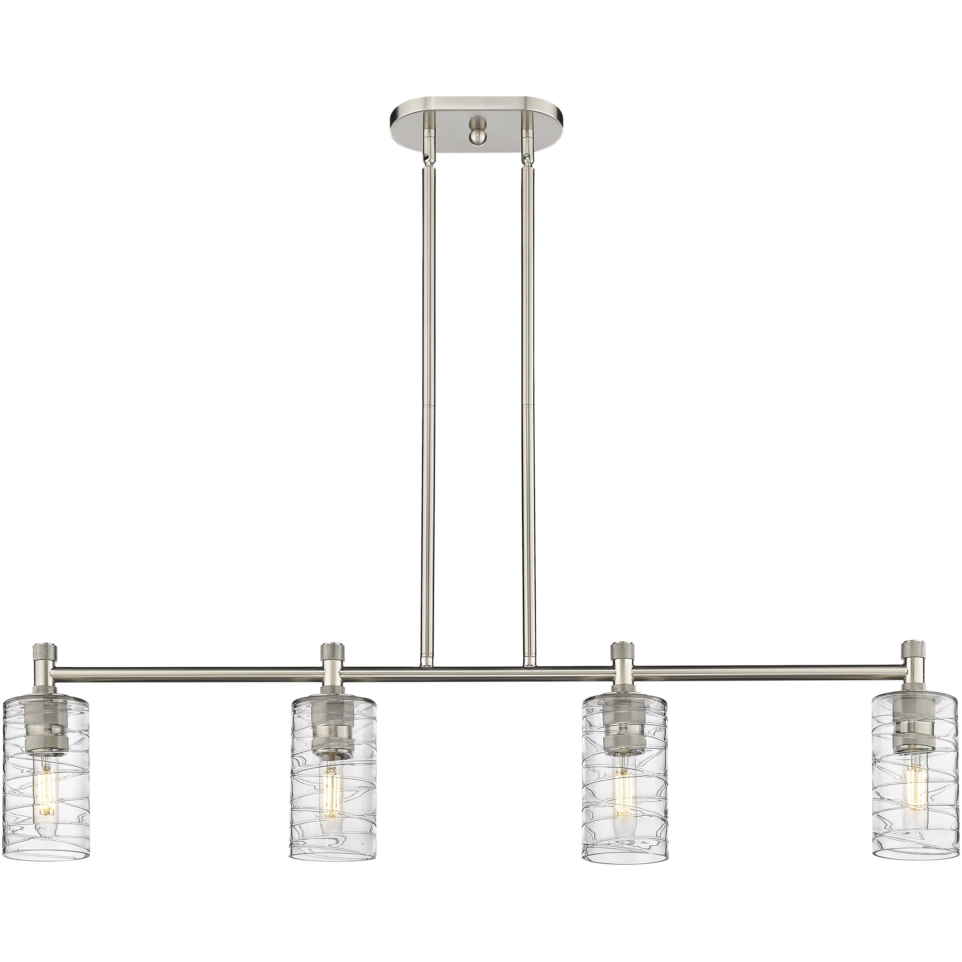 Downtown Urban Crown Point Island Light Ceiling Light in Satin Nickel, Deco Swirl