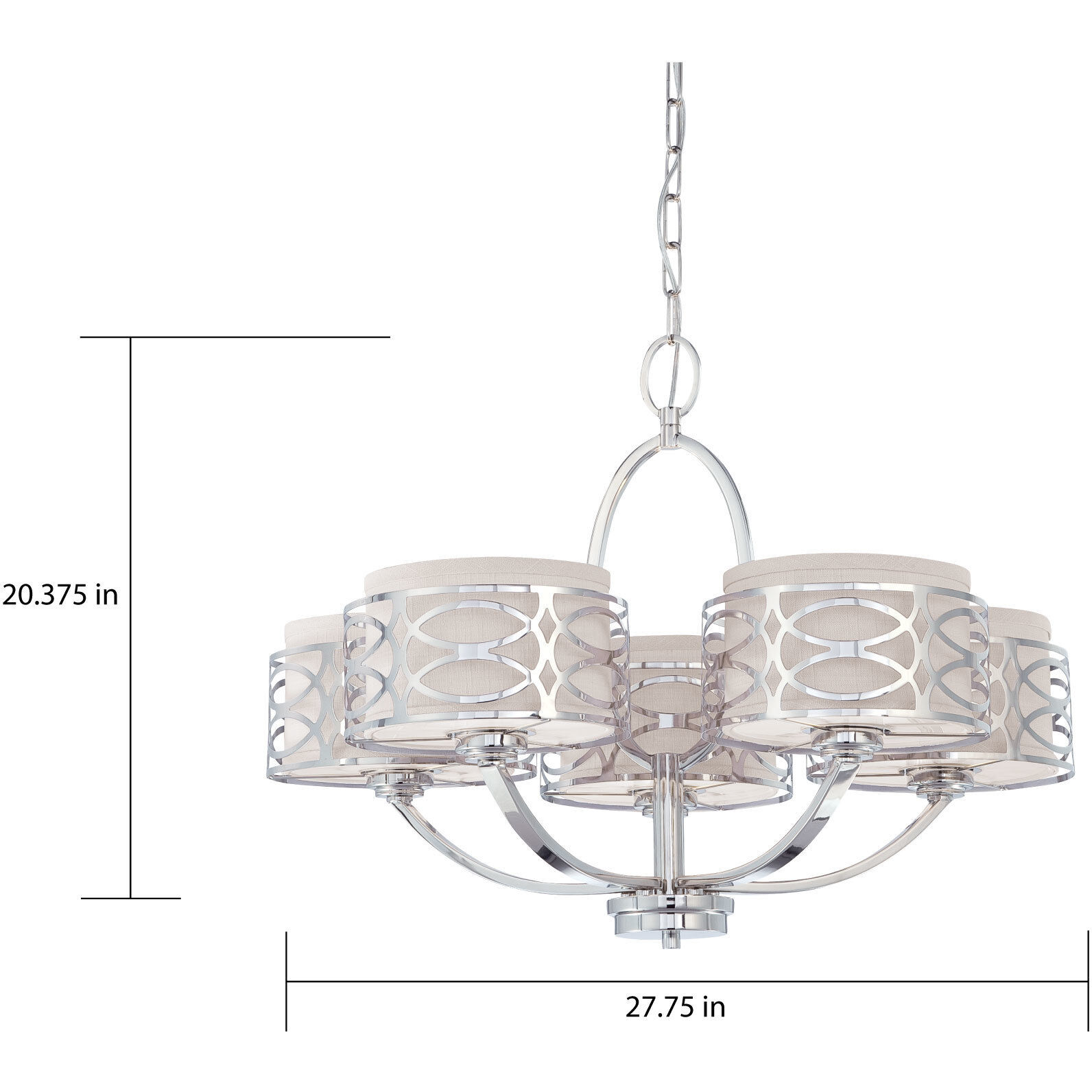 Harlow 5 Light 27.75 inch Polished Nickel Chandelier Ceiling Light