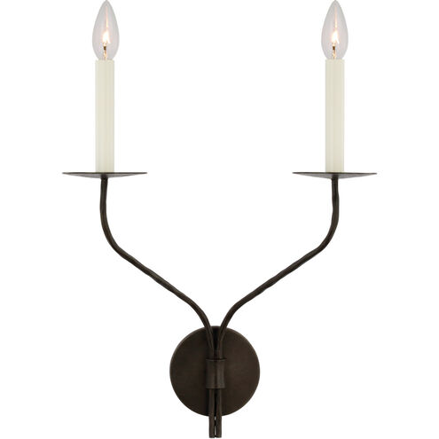 Ian K. Fowler Belfair LED 14.5 inch Aged Iron Double Sconce Wall Light, Large