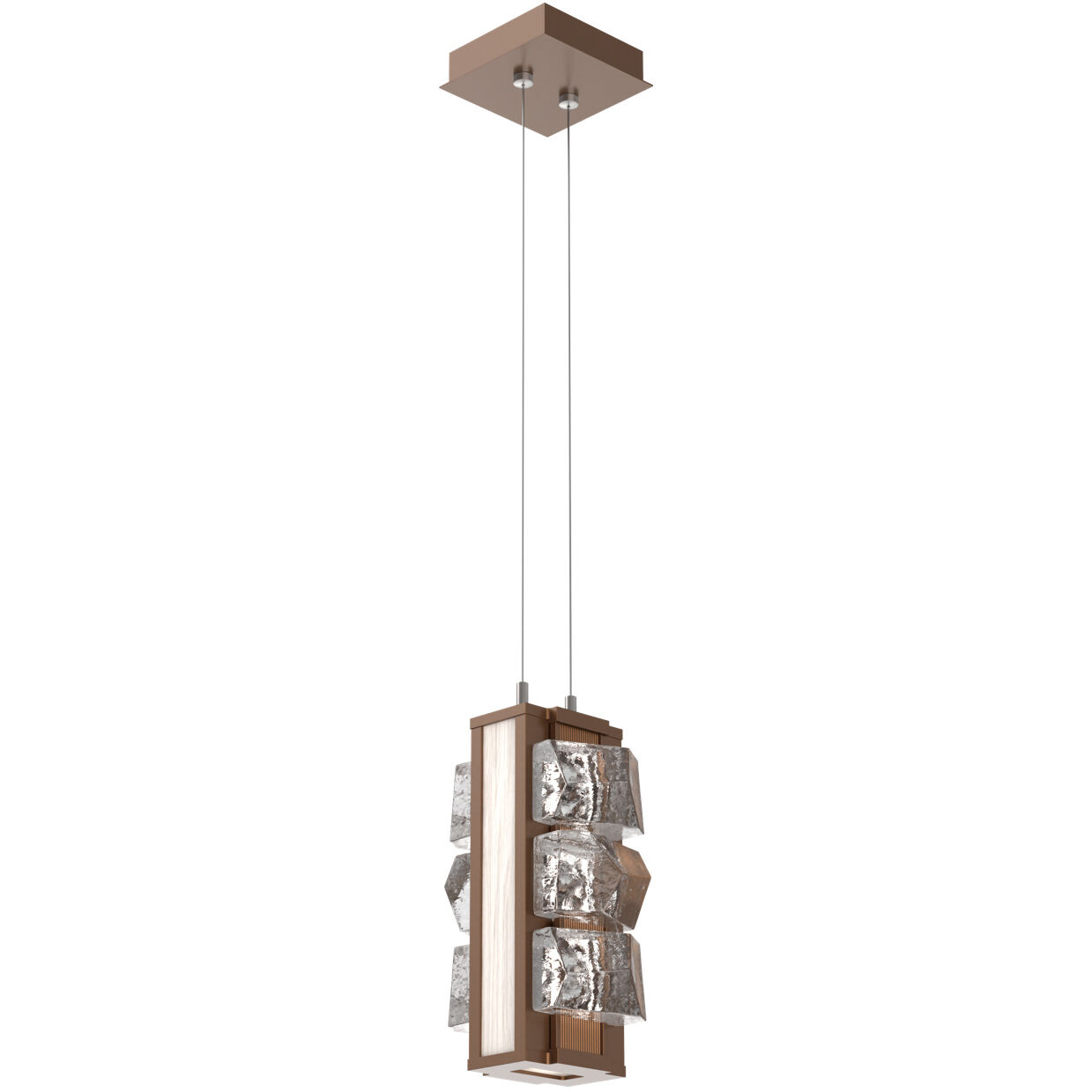 Tessera LED 7.3 inch Burnished Bronze with Light Oak Pendant Ceiling Light in 3000K LED, Facet Cast, Small