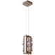 Tessera LED 7.3 inch Burnished Bronze with Light Oak Pendant Ceiling Light in 3000K LED, Facet Cast, Small