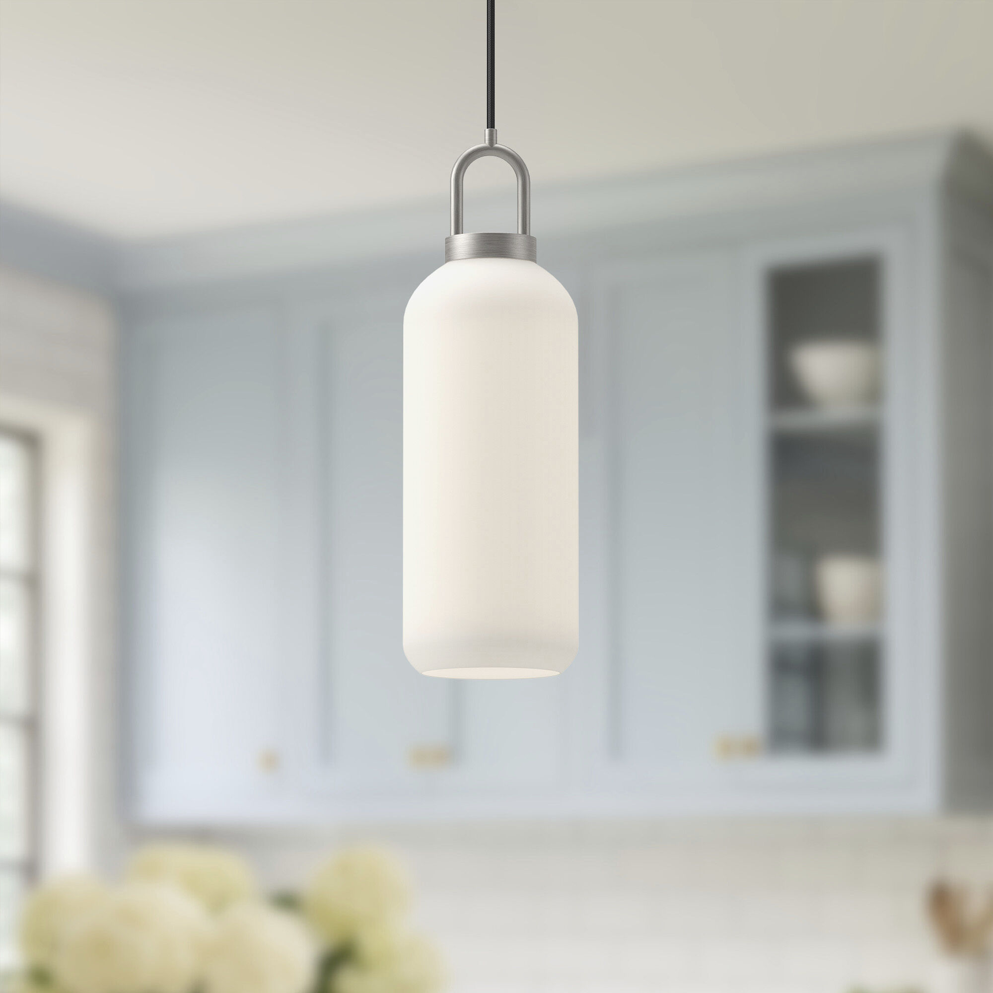 Alora Mood Soji 1 Light 5.13 inch Brushed Nickel/Opal Matte Glass Pendant Ceiling Light in Matte Opal Glass