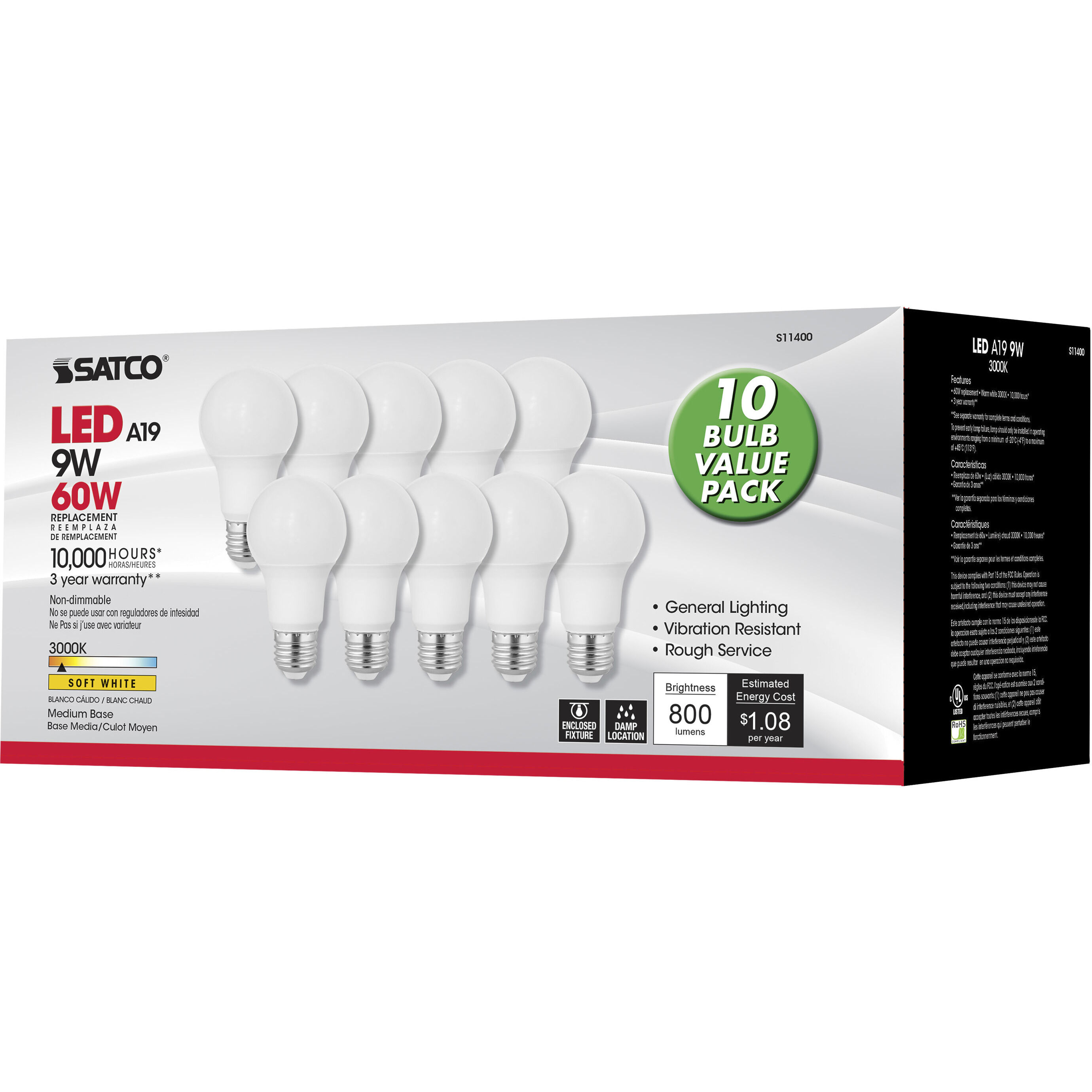 Lumos LED A19 Medium E26 9.00 watt 120V 3000K Light Bulb