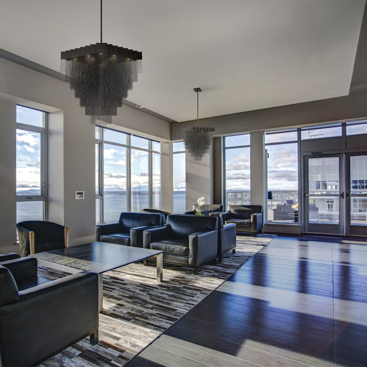 Bloomfield LED 28.5 inch Black Chandelier Ceiling Light