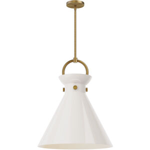 Emerson 1 Light 18 inch Aged Gold Pendant Ceiling Light in Glossy Opal Glass