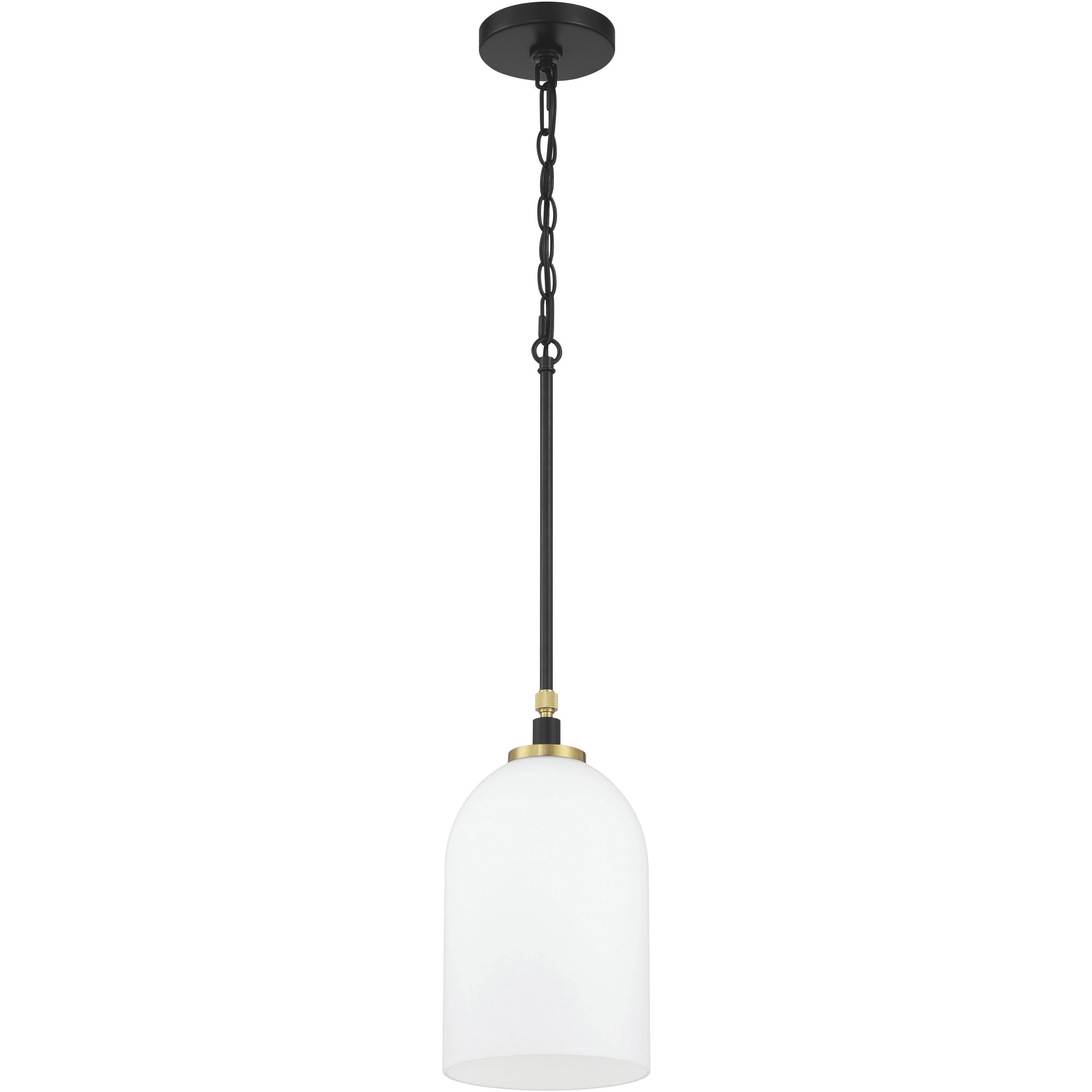 Council 1 Light 7 inch Flat Black/Satin Brass Pendant Ceiling Light