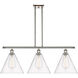 Ballston Ballston Cone 3 Light 39 inch Polished Nickel Island Light Ceiling Light in Clear Glass